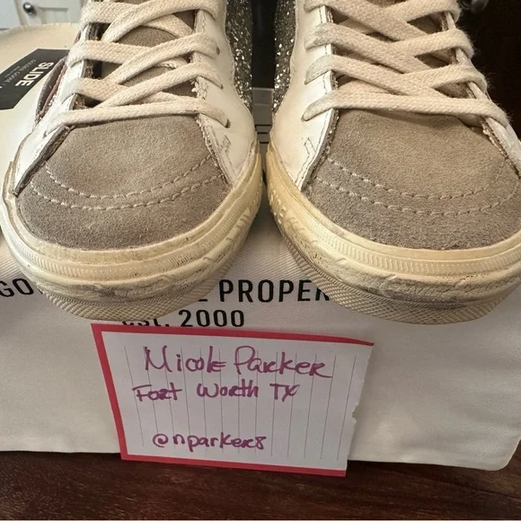 Golden Goose Women's Glitter Sneakers - Silver, Pink, and White - Picture 9 of 9